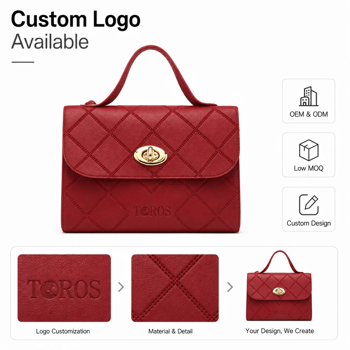 Custom Logo Quilted Top Handle Handbag Women Diamond Lattice Shoulder Crossbody Bag PU Leather Wholesale OEM/ODM