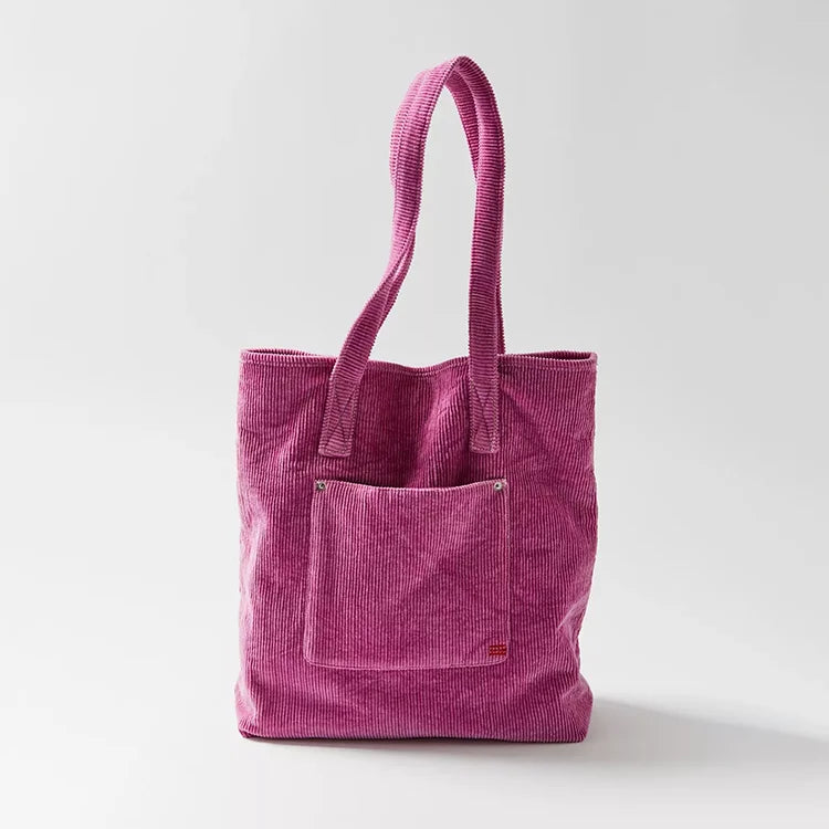 Custom Logo Soft Girl Casual Big Capacity Shopping Corduroy Tote Bag with Pocket