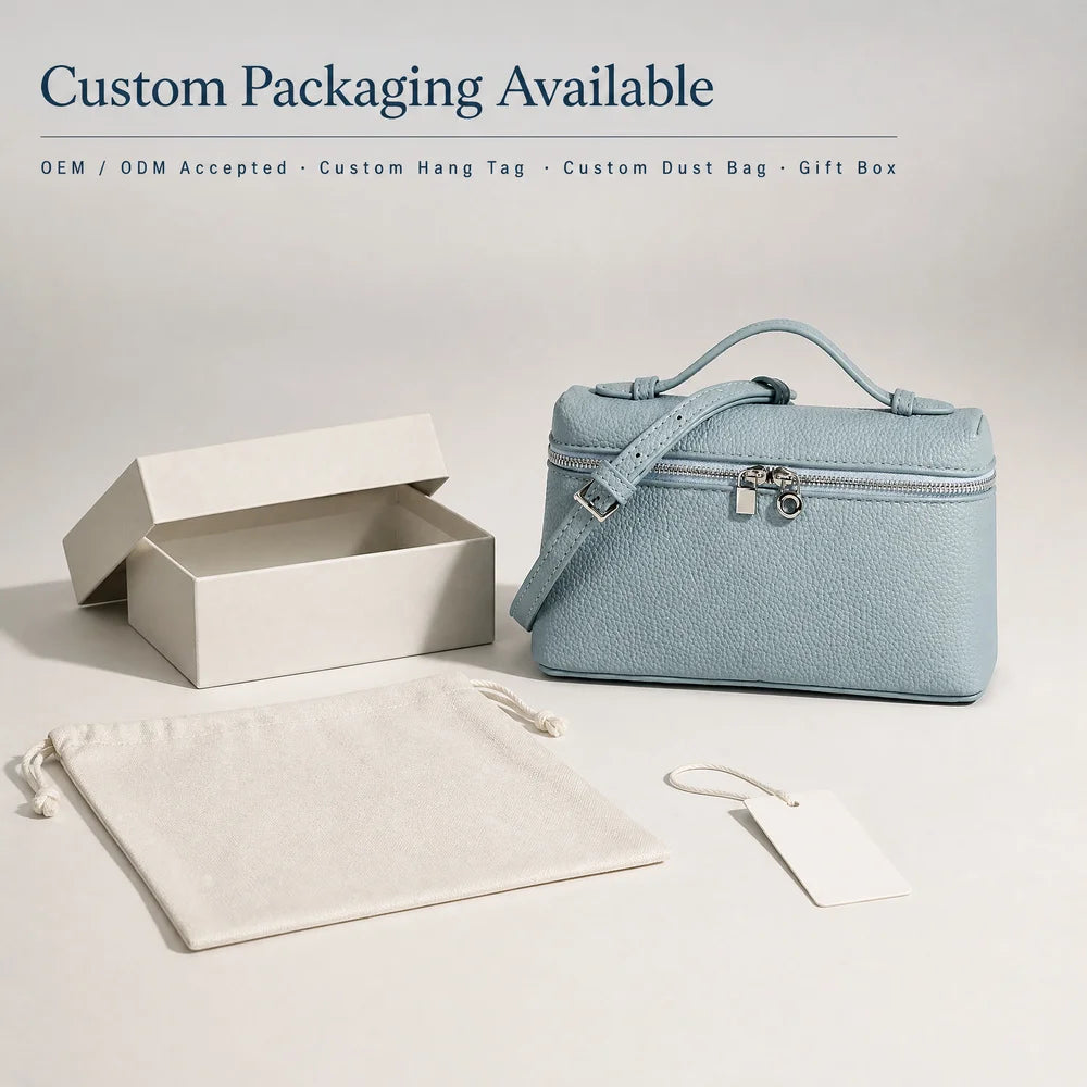 Custom Logo Structured Zip Vegan PU Box Bag OEM ODM Women Gold-Tone Chain Handbag Private Label Wholesale