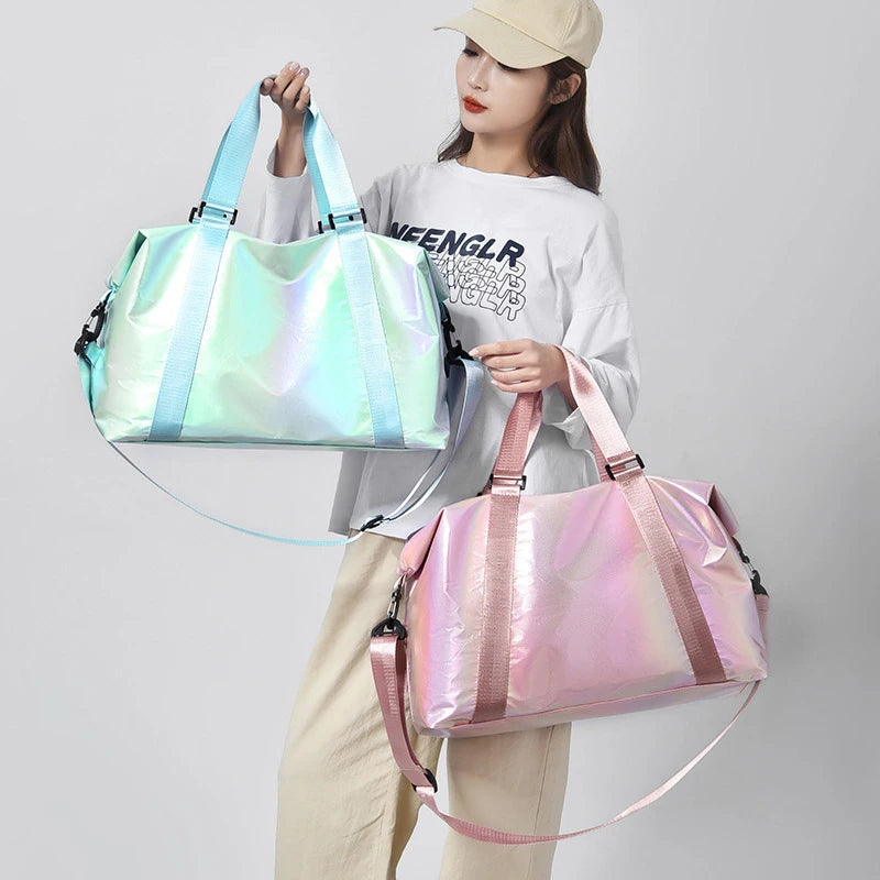 Custom Logo Waterproof Gym Duffel Sports Outdoor Travel Women Handbag Dry Wet Separation Storage Shoulder Bag