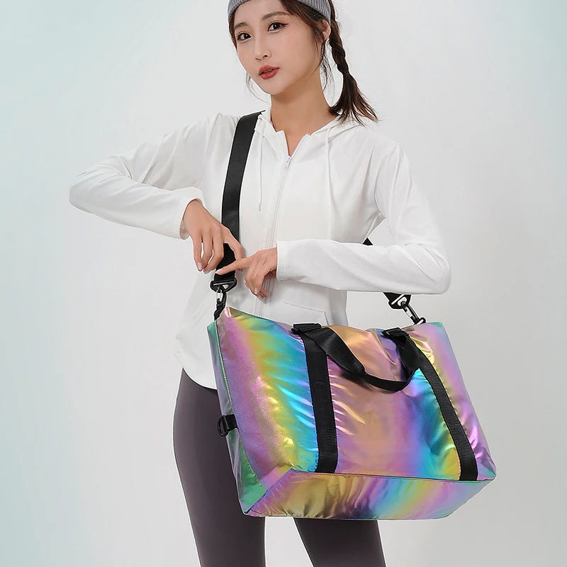 Custom Logo Waterproof Gym Duffel Sports Outdoor Travel Women Handbag Dry Wet Separation Storage Shoulder Bag