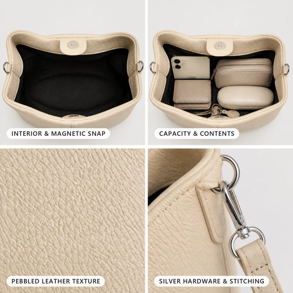 Custom Logo Wholesale OEM Manufacturer Bucket Bag Shoulder Bag in Pebbled Lychee PU Box Bag for Women Work Everyday