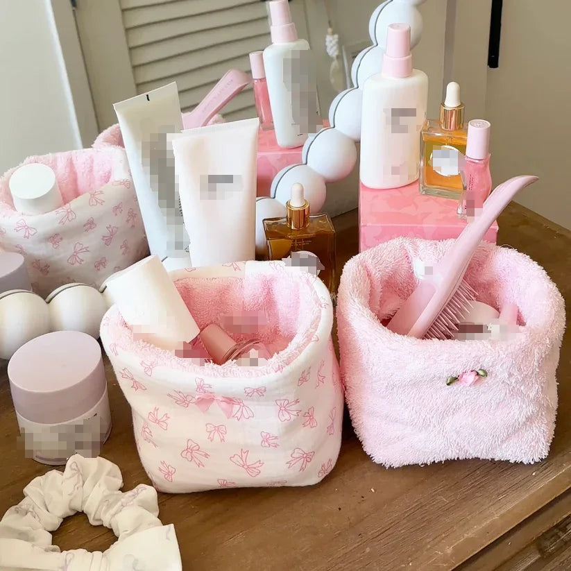 Custom Low MOQ Makeup Bag Handmade Cotton Cute Organizer