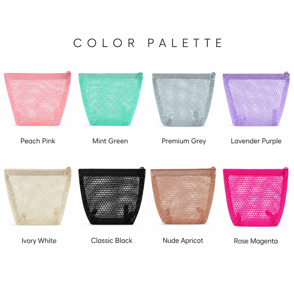 Custom Mesh Cosmetic Bag Portable Zipper Pouch Polyester Makeup Organizer Small Travel Wash Case