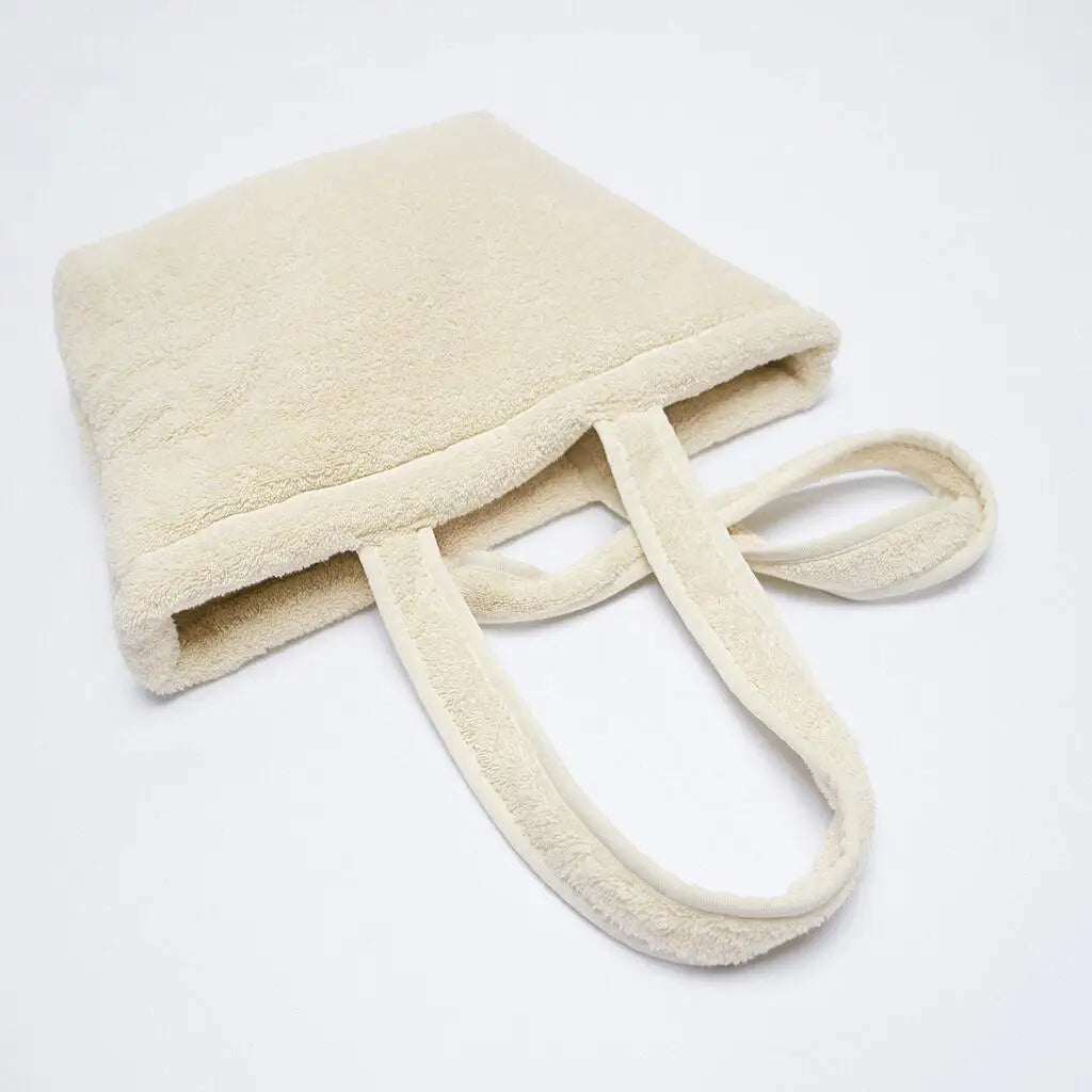 Custom Personal Logo Environmental Protection Material Single Green Soft Terry Towel Shoulder Shopping Tote Bag