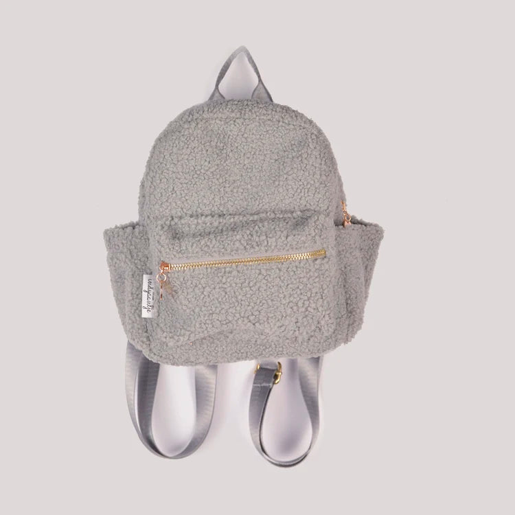Custom Plush School Cute Children Kids Pink Teddy Velvet Backpack