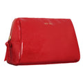 Custom Print Logo Lady Holding Red Shiny Waterproof PU Leather Makeup Bag
