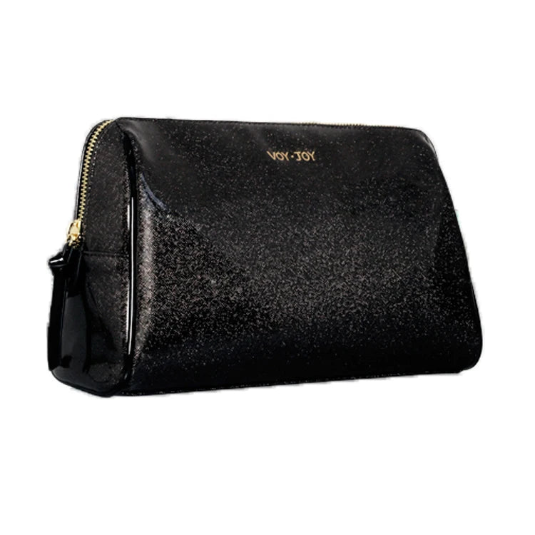 Custom Print Logo Lady Holding Red Shiny Waterproof PU Leather Makeup Bag