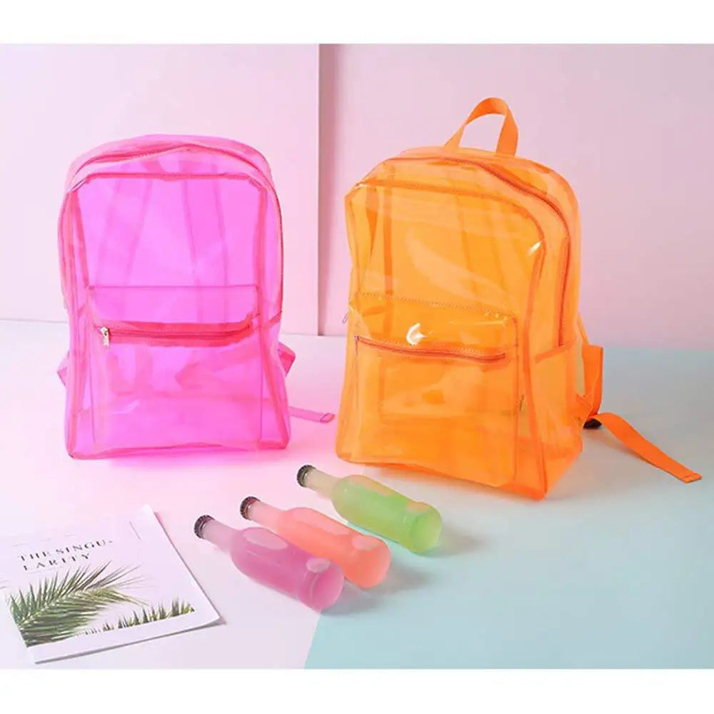 Custom Print Pattern Children Clear School Bag Women Candy Color Transparent Backpack