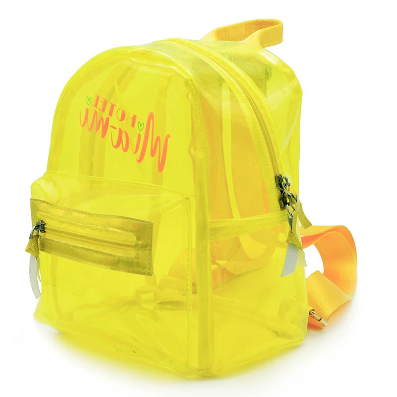 Custom Print Pattern Children Clear School Bag Women Candy Color Transparent Backpack