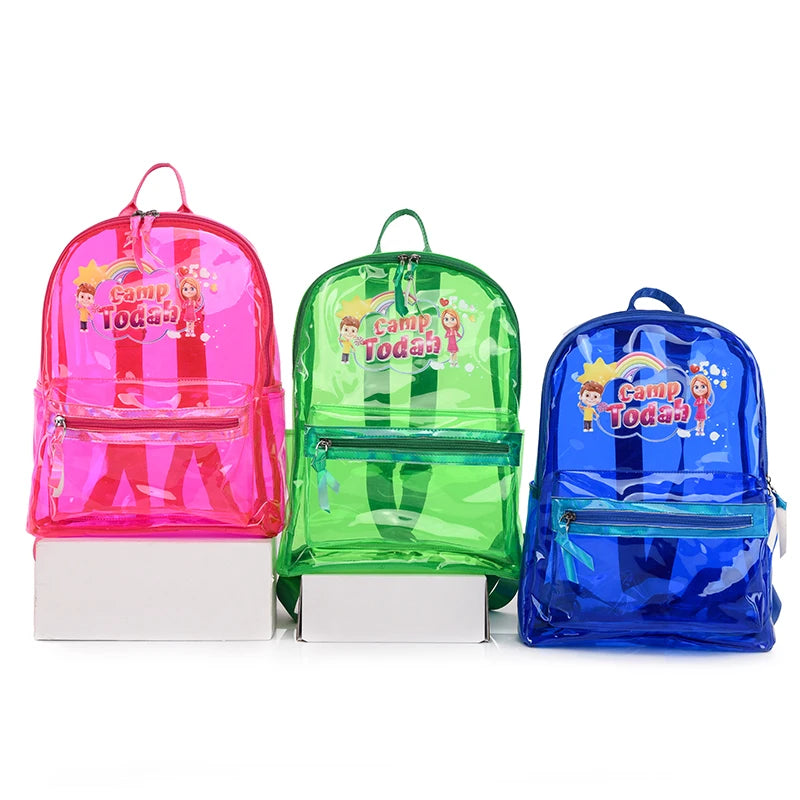 Custom Print Pattern Children Clear School Bag Women Candy Color Transparent Backpack