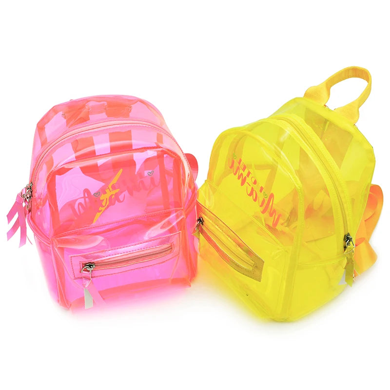 Custom Print Pattern Children Clear School Bag Women Candy Color Transparent Backpack