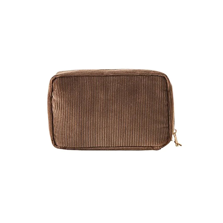Custom Private Label Makeup Bags Square Velvet Portable Cosmetic Bags & Cases Beauty Corduroy Wash Bag