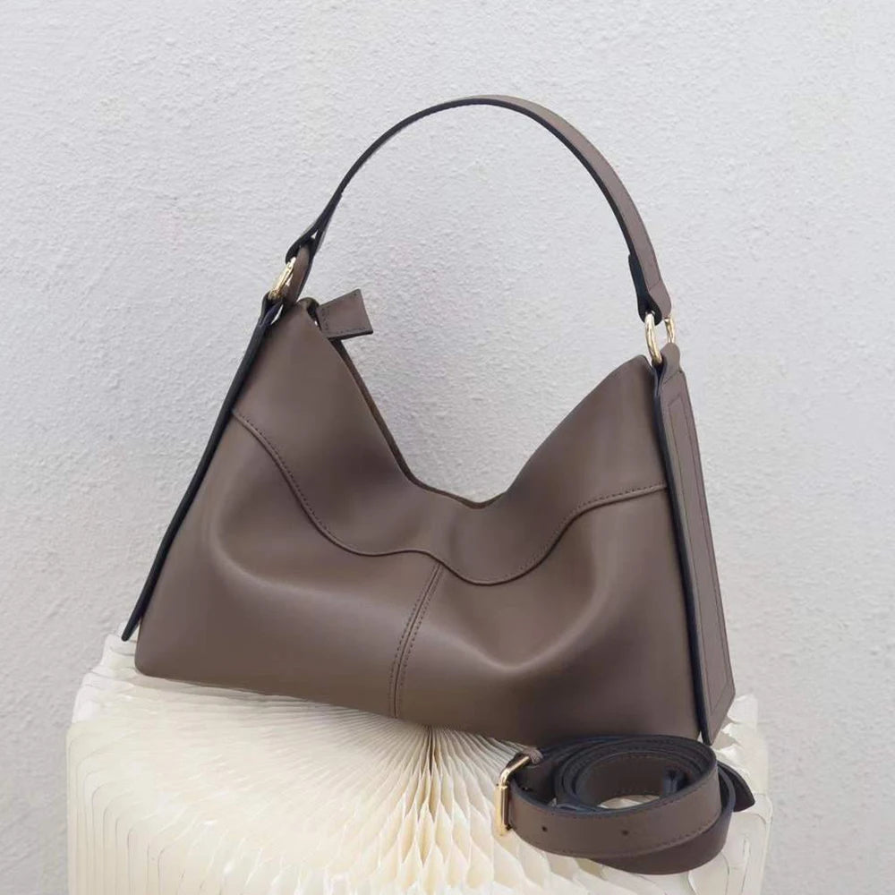 Custom Private Label Top Grain Leather Hobo Bag Women Designer Vintage Large Capacity Office Work Shoulder Bags