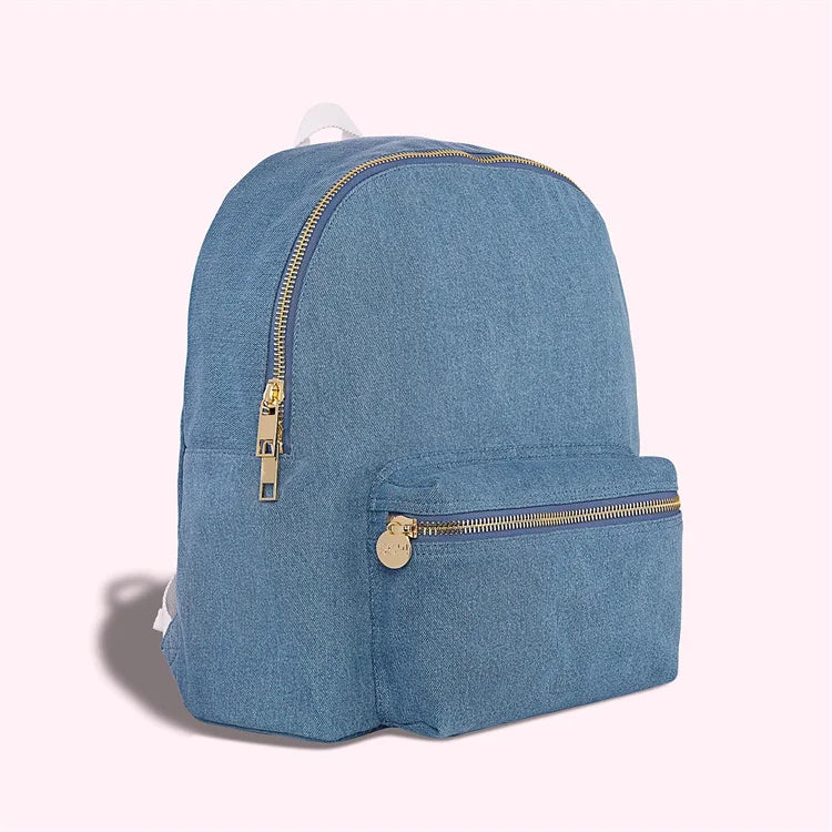 Custom Resistant Adjustable Shoulder Casual Sports Kids Blue Denim Backpacks