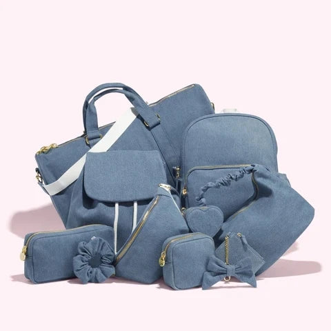 Custom Resistant Adjustable Shoulder Casual Sports Kids Blue Denim Backpacks