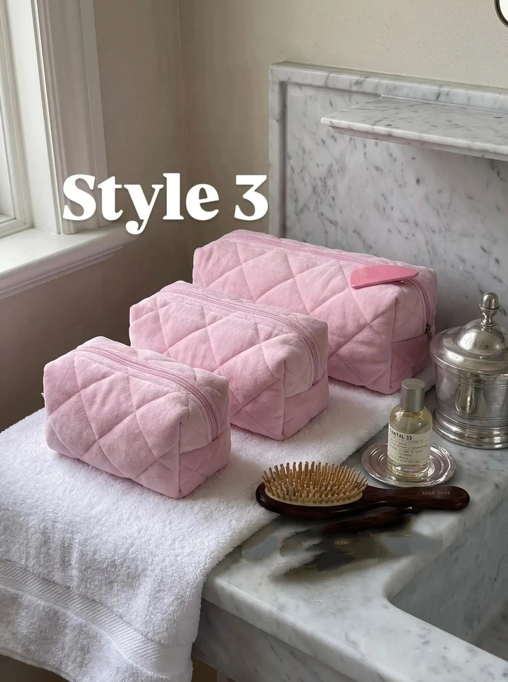 Custom Velvet Makeup Pouch Quilted Toiletry Bag Floral Lined Cosmetic Organizer Portable Travel Case for Ladies