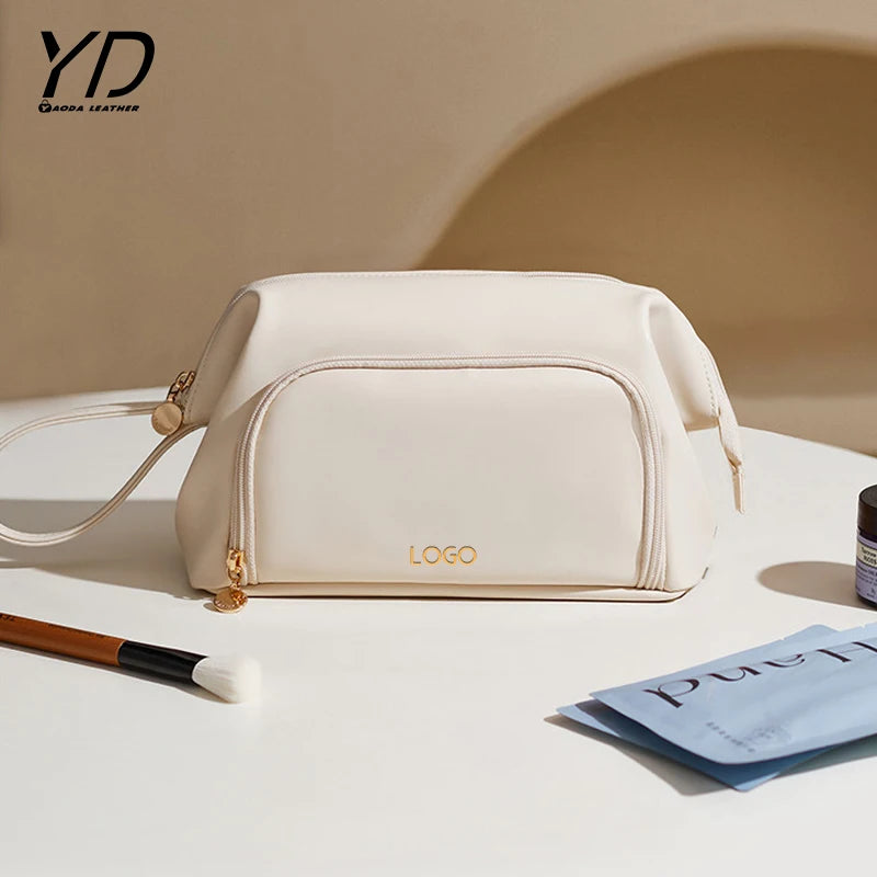 Custom White Makeup Bag Small Cute Makeup Organizer Skincare Bag Cosmetic Pouch for Purse