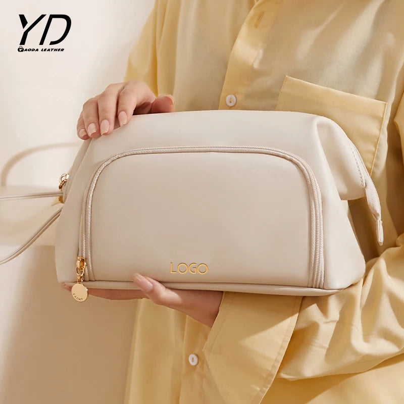 Custom White Makeup Bag Small Cute Makeup Organizer Skincare Bag Cosmetic Pouch for Purse