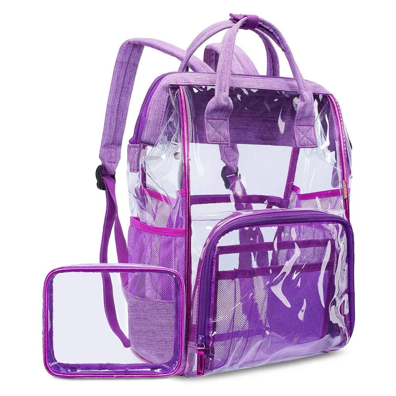 Custom logo Kids Women Men Student Sport Outdoor Backpacks School Bag Travel Waterproof Transparent clear Pvc Backpack for Girls