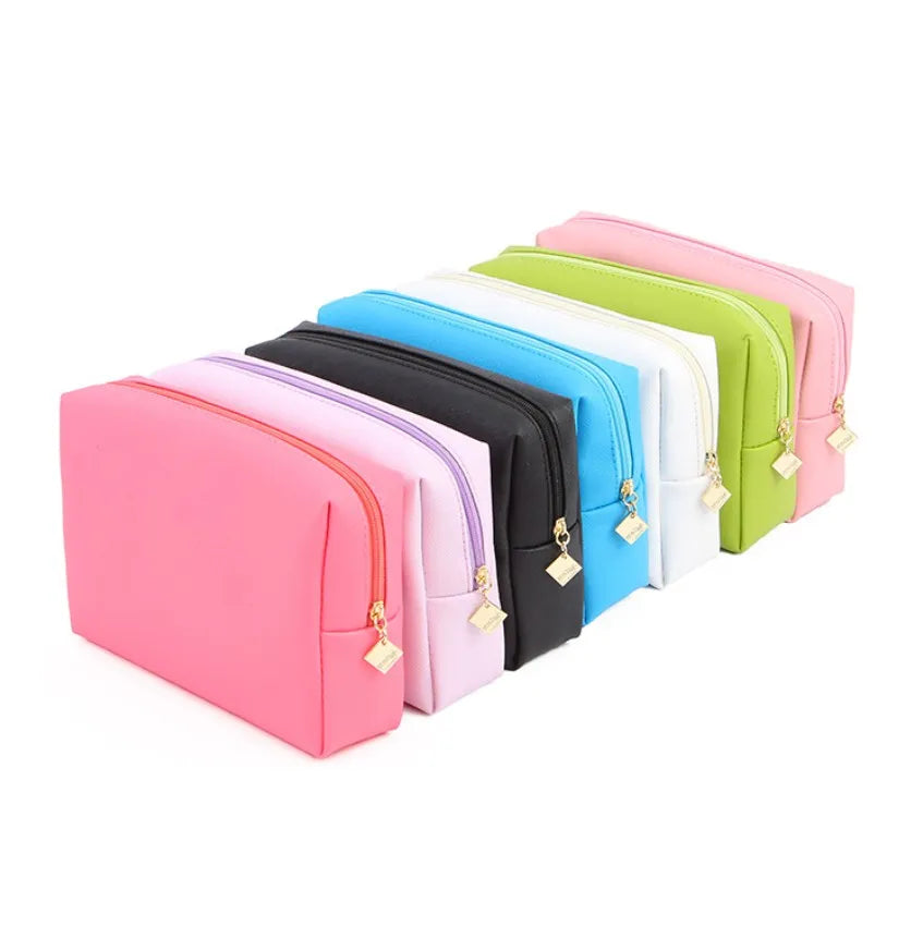 Custom logo Private Label Small pink PU Travel Makeup Bag Cosmetic Bag