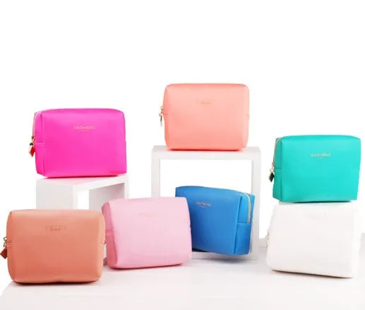 Custom logo Private Label Small pink PU Travel Makeup Bag Cosmetic Bag