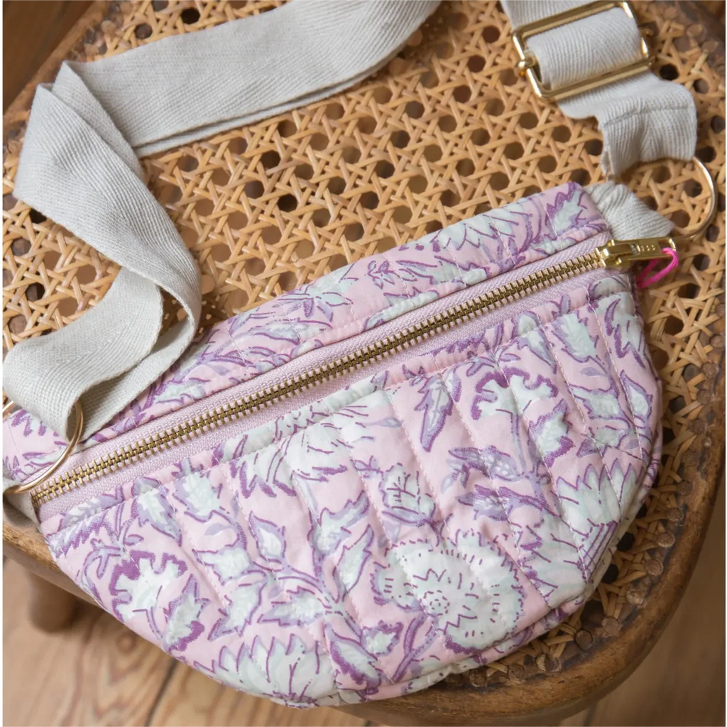 Customizable Cartoon Pattern Fanny Packs Floral Cotton Bum Bag Adjustable Strap Spring Women Crossbody Belt Bags