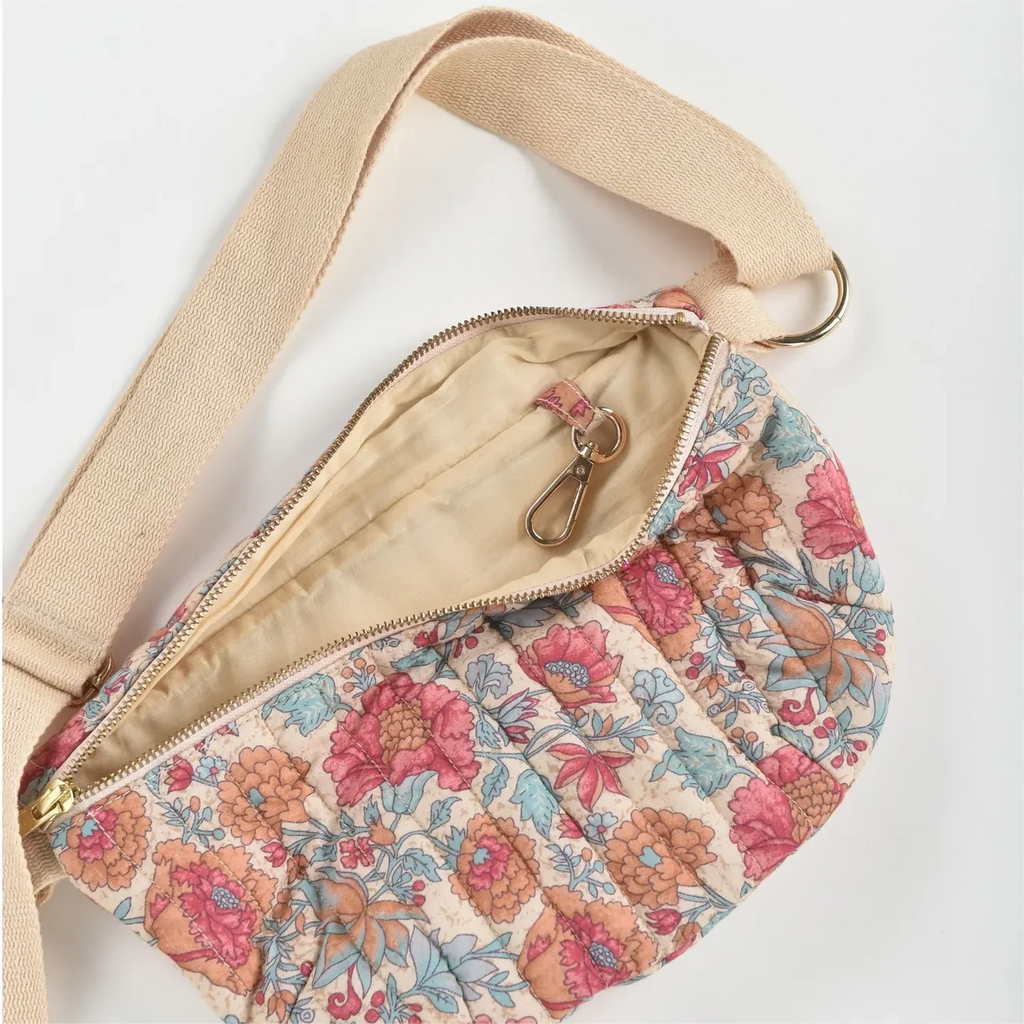 Customizable Cartoon Pattern Fanny Packs Floral Cotton Bum Bag Adjustable Strap Spring Women Crossbody Belt Bags