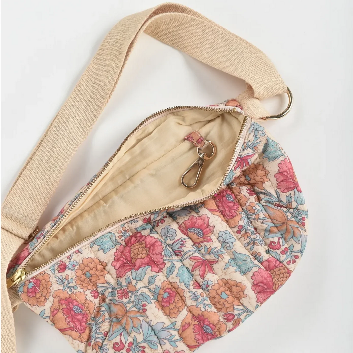 Customizable Cartoon Pattern Fanny Packs Floral Cotton Bum Bag Adjustable Strap Spring Women Crossbody Belt Bags