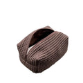 Customizable Ins Hot Simple Style Plain Waffle Fabric Eco-Friendly Large Capacity Hanging Portable Makeup Bag Zipper Storage