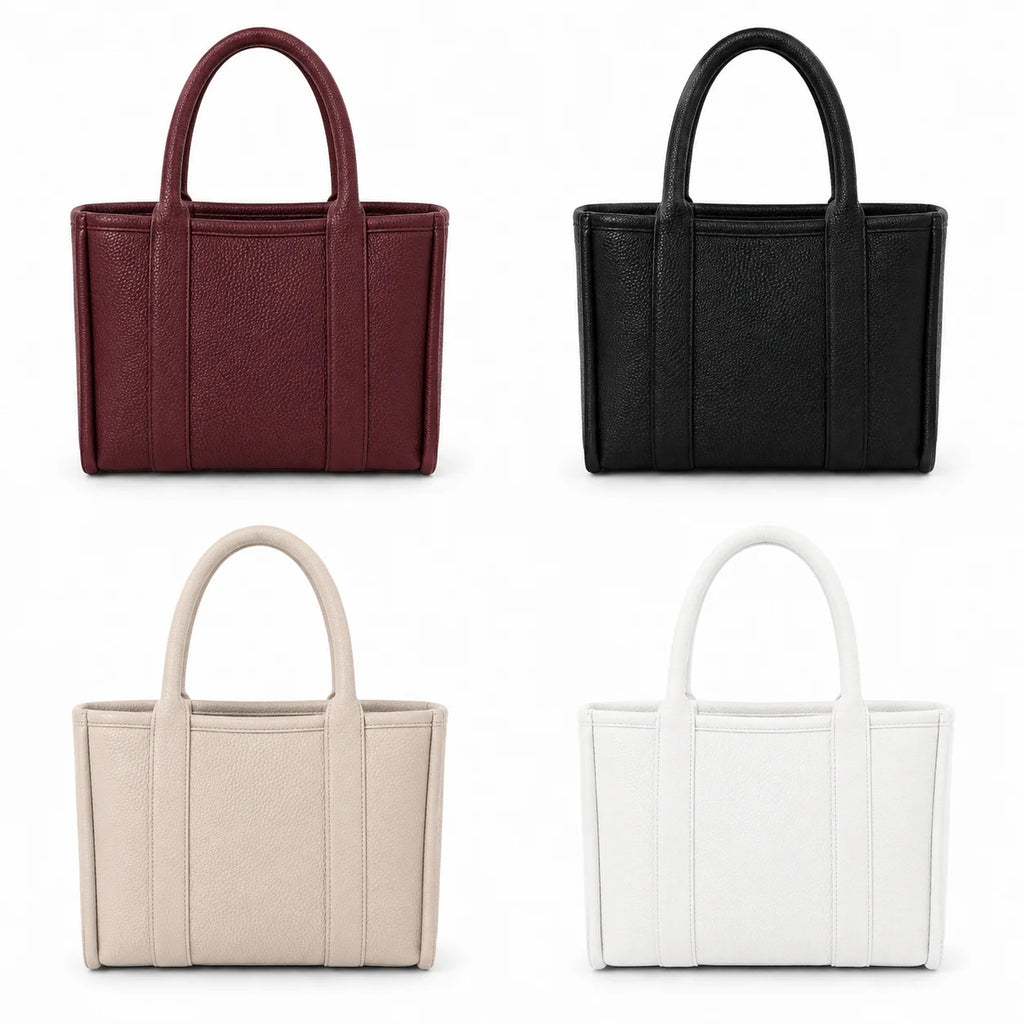 Customizable Stylish Women's Minimalist Office Travel Tote Handbag Zipper Closure Waterproof Recycled Synthetic PU Leather
