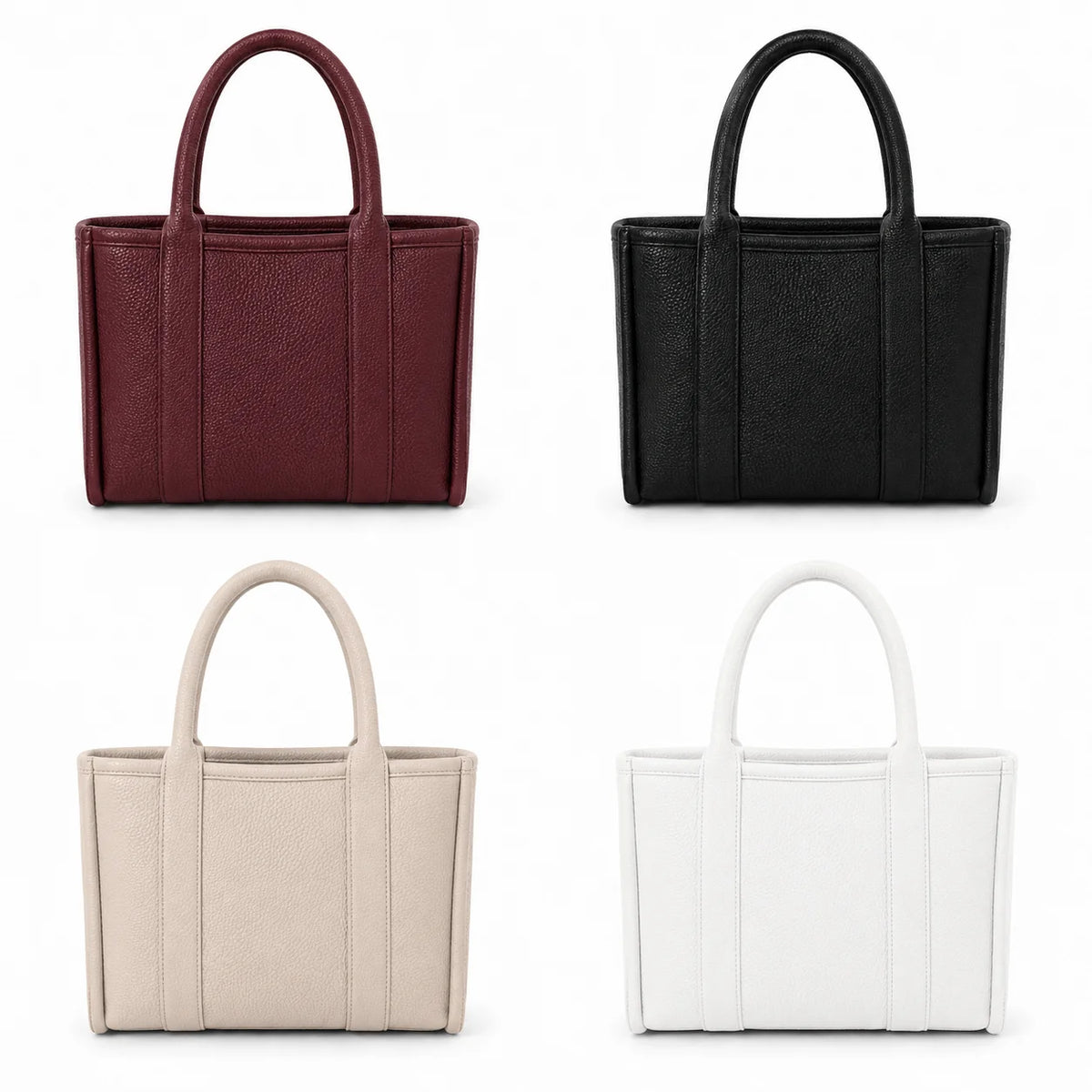 Customizable Stylish Women's Minimalist Office Travel Tote Handbag Zipper Closure Waterproof Recycled Synthetic PU Leather