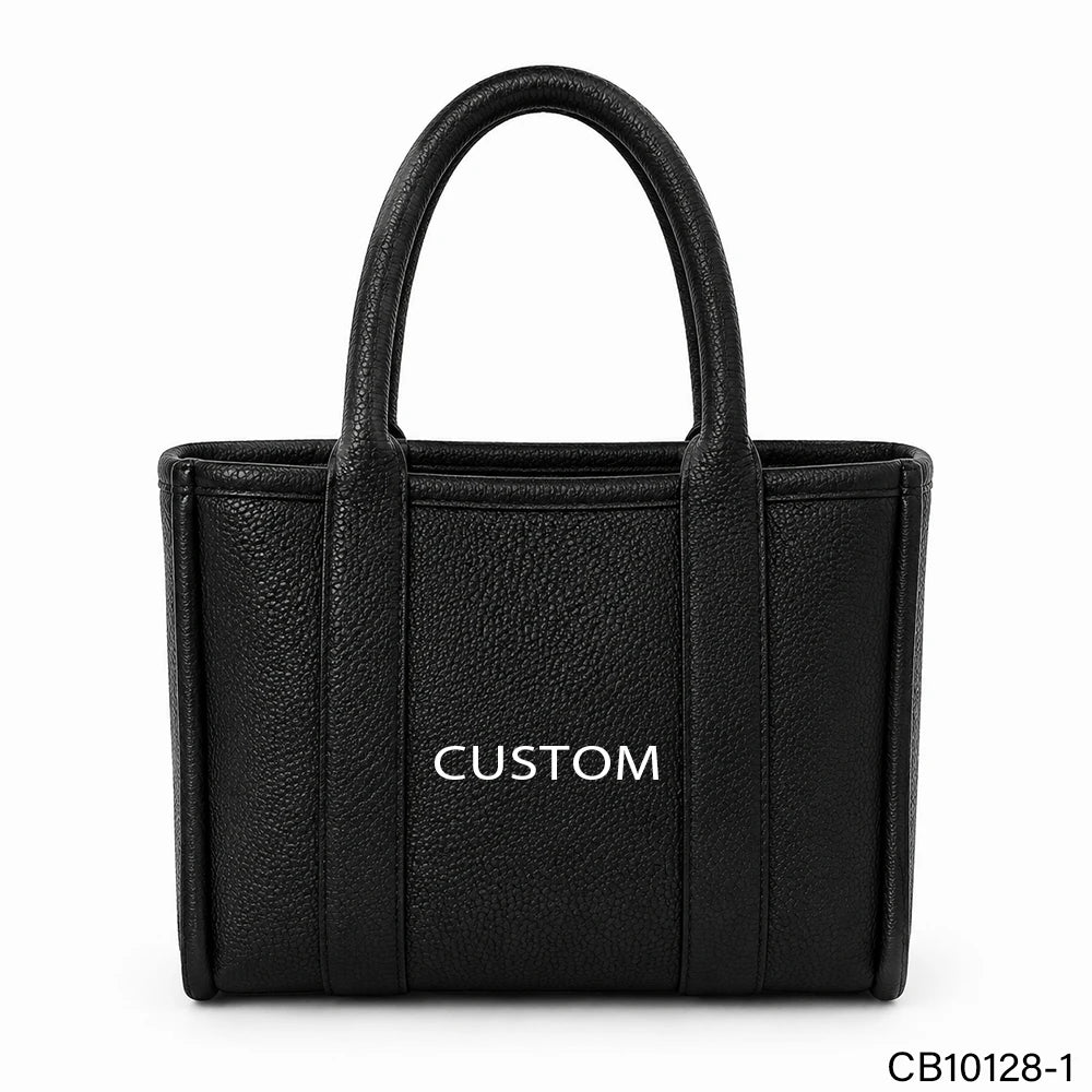 Customizable Stylish Women's Minimalist Office Travel Tote Handbag Zipper Closure Waterproof Recycled Synthetic PU Leather