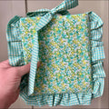 Customize Handmade Soft Book Sleeve Travel Cotton E-Reader Cover Pouch Quilted Ruffle Kindle Sleeve with Natural Bow