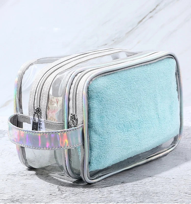 Customize Plastic Portable Pvc Travel clear Cosmetic Luxury Makeup Bag Transparent