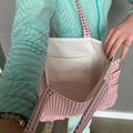 Customized Cotton Tote Bag Ruffle Tote Bag Ribbon Large Capacity Tote Bag
