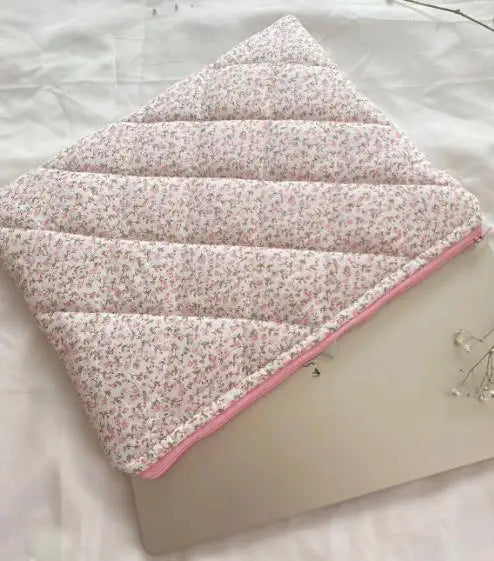 Customized Flower Laptop Bag Cotton Quilted Laptop Bag Handmade Laptop Sleeves