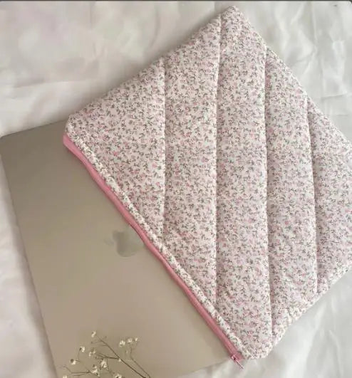Customized Flower Laptop Bag Cotton Quilted Laptop Bag Handmade Laptop Sleeves