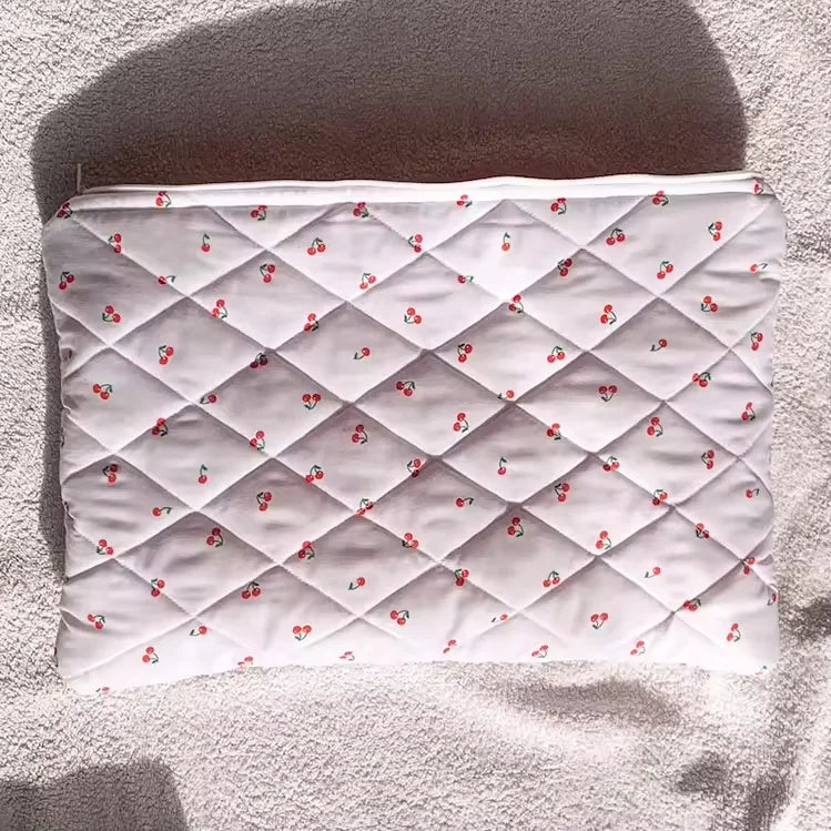 Customized Flower Laptop Bag Cotton Quilted Laptop Bag Handmade Laptop Sleeves