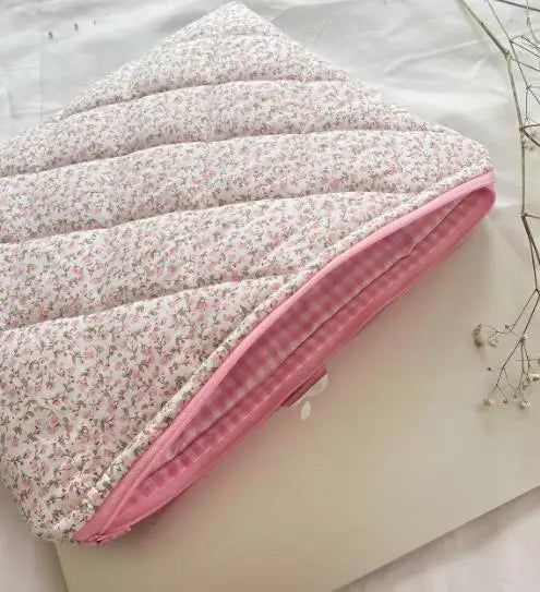 Customized Flower Laptop Bag Cotton Quilted Laptop Bag Handmade Laptop Sleeves