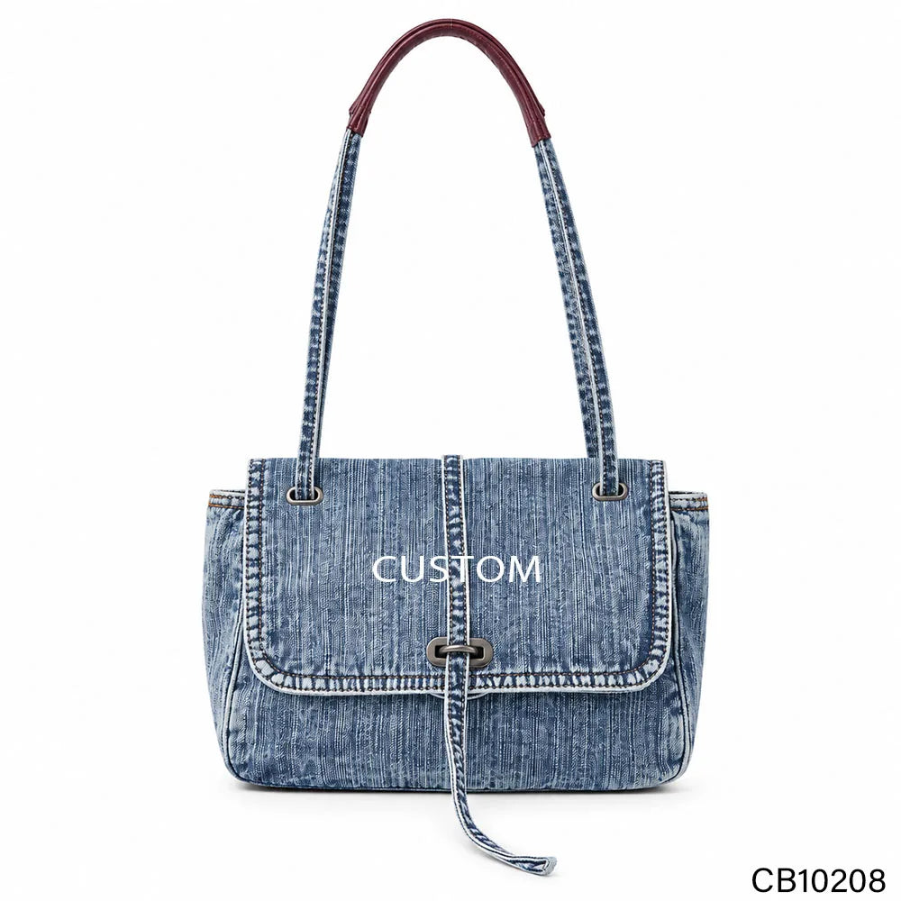 Customized Wholesale Denim Zipper Custom Slouchy Style Ladies Large Capacity Single Shoulder Messenger Handbag