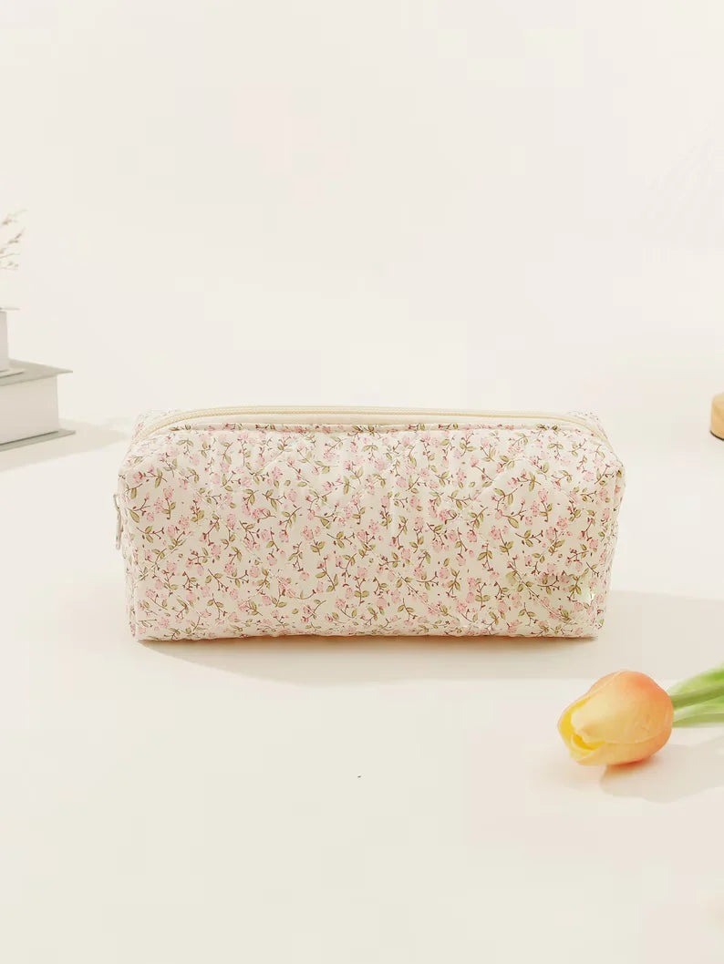 Cute Bear Floral Bow Pencil Case Pencil Bag Cosmetic Makeup Bag Zipper Pouch Purse