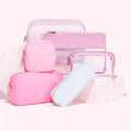 Cute Cosmetic Poutch Pink Beauty Bag Portable Nylon Storage Bag with Patches