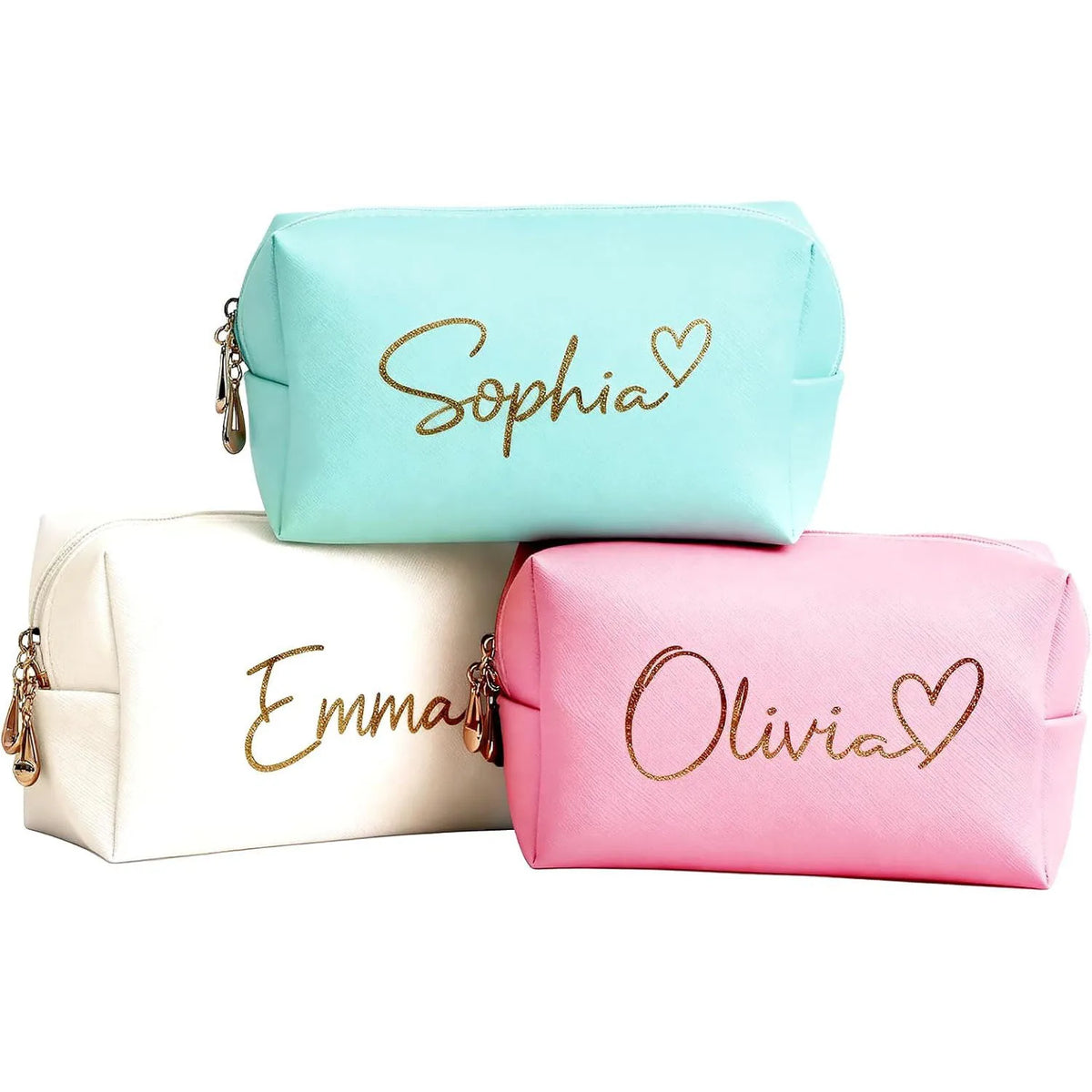 Cute Wholesale Waterproof PU Leather Travel Makeup Bag Durable Water-Resistant Case Zipper Customizable Logo Pattern Cosmetic