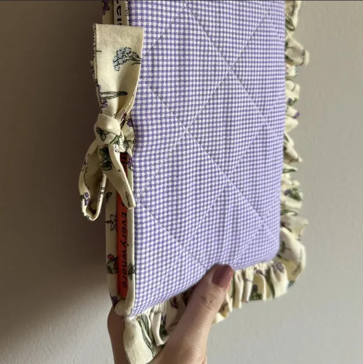 DIY Pattern for Cover Lovers Personalized Eco-Friendly Quilted Book Sleeve Handmade Gingham Pens Bag