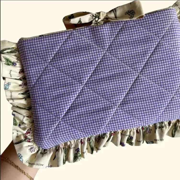 DIY Pattern for Cover Lovers Personalized Eco-Friendly Quilted Book Sleeve Handmade Gingham Pens Bag
