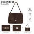 Dark Brown Suede Flap Bag, Silver Turn-Lock Closure Multi-Color Custom Logo, OEM/ODM Factory Wholesale