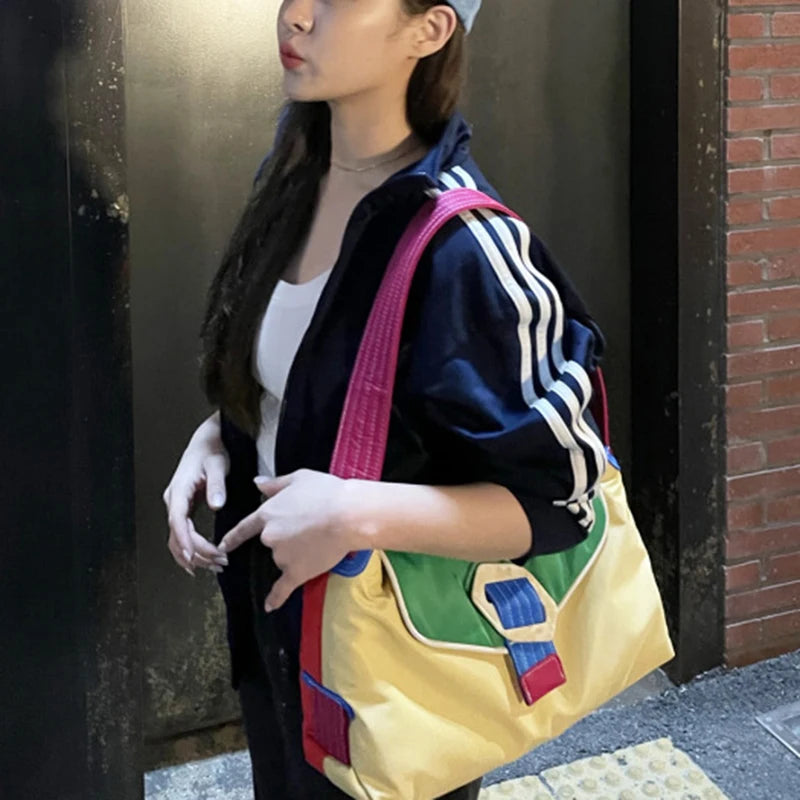 Design Retro Nylon Contrast Color Shoulder Bag 2022 New Simple Women's Handbag