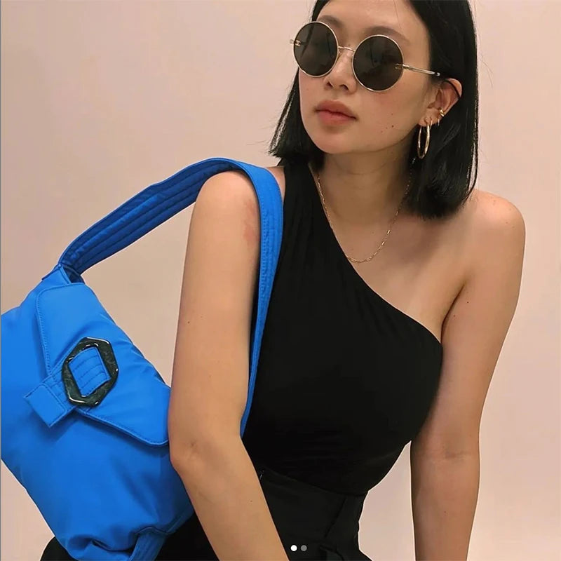 Design Retro Nylon Contrast Color Shoulder Bag 2022 New Simple Women's Handbag