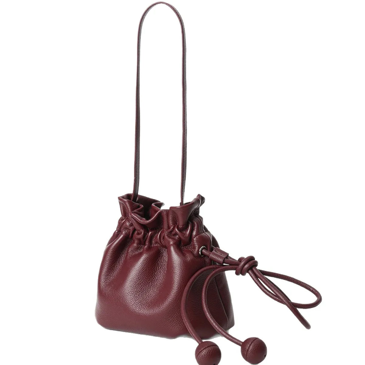 Drawstring Bucket Bags Casual Fashion Genuine Leather Women's Shoulder Bag Crossbody Bag Soft Cowhide Small Bags for Women